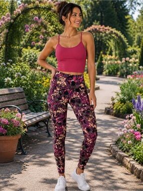 LuLaRoe Magenta Floral Print Leggings